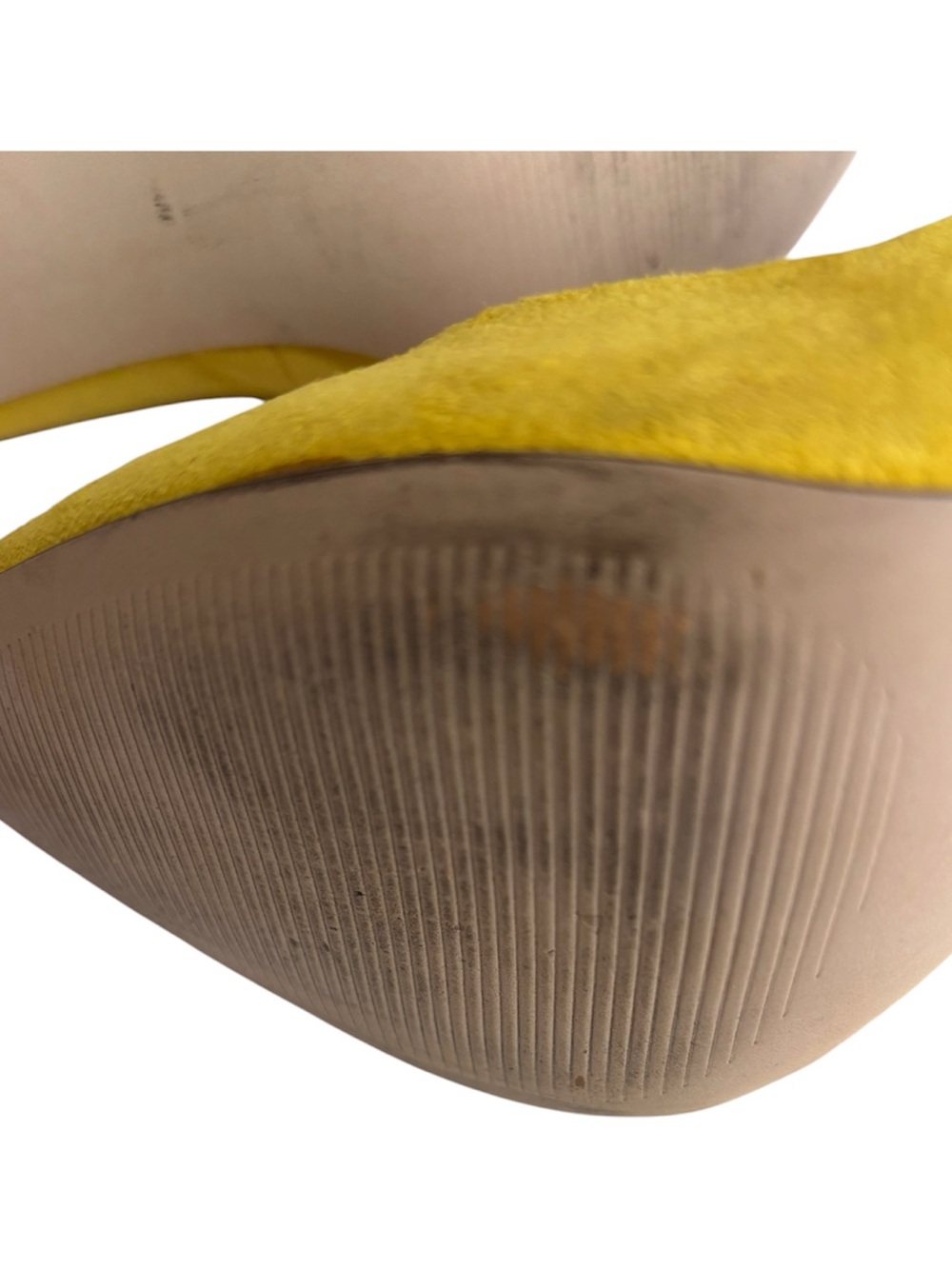 Yellow Suede Pointed-Toe Stiletto Heels - Picture 6 of 10